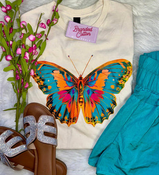 Butterfly Graphic Tee-Graphic Tees-Branded Cotton-Stuffology - Where Vintage Meets Modern, A Boutique for Real Women in Crosbyton, TX