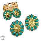 Turquoise and 18k gold dipped concho earring-Earrings-Pink Panache Brands-Stuffology - Where Vintage Meets Modern, A Boutique for Real Women in Crosbyton, TX