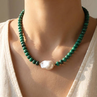Turquoise Rondelle & Baroque Pearl Beaded Necklace-Anarchy Street-Stuffology - Where Vintage Meets Modern, A Boutique for Real Women in Crosbyton, TX