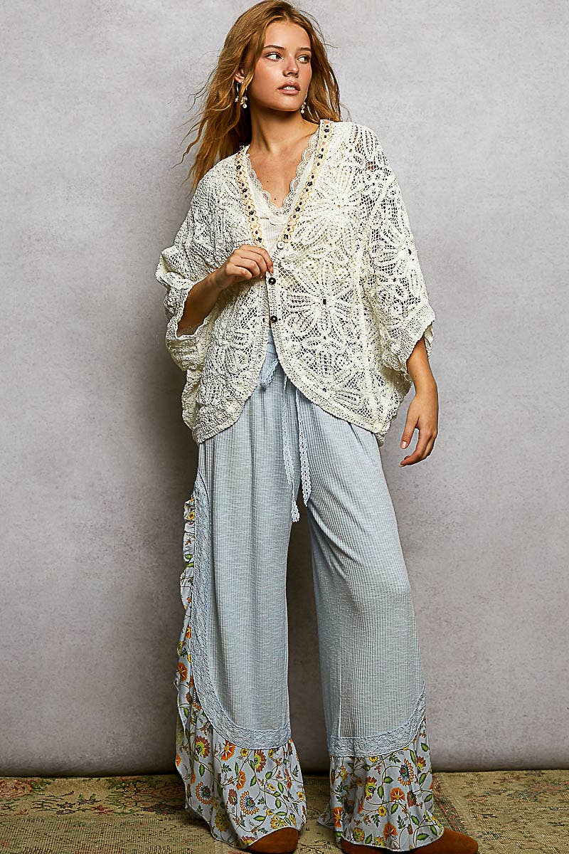 POL Clothing V-Neck Crochet Batwing Sleeve Cardigan Top-Shirt / Jacket-Pol Clothing-Stuffology - Where Vintage Meets Modern, A Boutique for Real Women in Crosbyton, TX