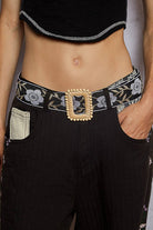Floral Print Square Buckle Belt-BELT-Pol Clothing-Stuffology - Where Vintage Meets Modern, A Boutique for Real Women in Crosbyton, TX