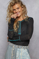 POL Clothing - Thermal Stitch Detail Henley Top-TOP-Pol Clothing-Stuffology - Where Vintage Meets Modern, A Boutique for Real Women in Crosbyton, TX