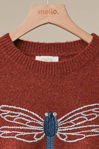 Dragonfly Ember Knit Sweater-Sweaters-Mello.-Stuffology - Where Vintage Meets Modern, A Boutique for Real Women in Crosbyton, TX