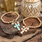 Golden Keepsakes – Charm Cluster Stretch Bracelet with Beads & Stones-Bracelets-PennyLine inc-Stuffology - Where Vintage Meets Modern, A Boutique for Real Women in Crosbyton, TX