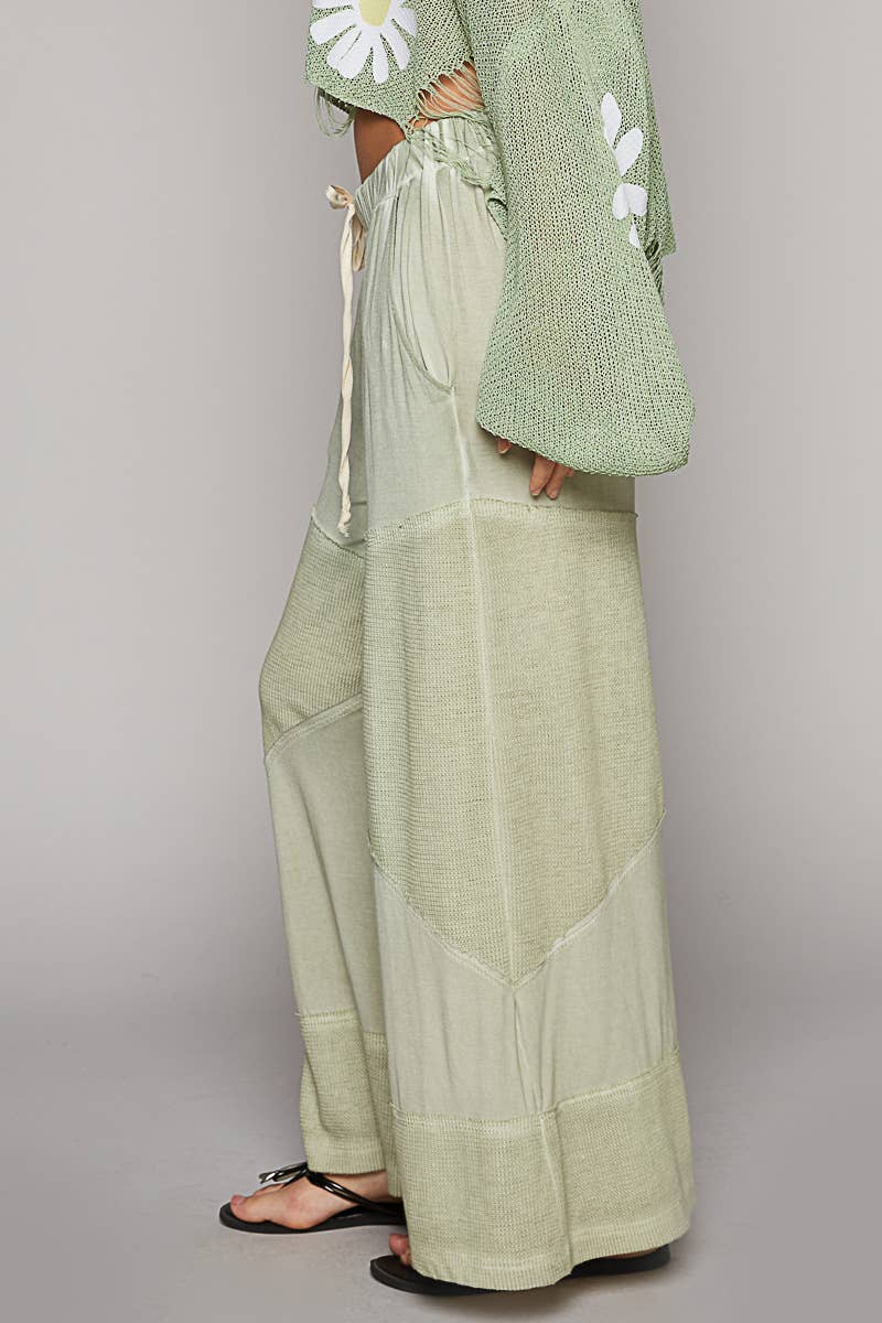 Contrast Ribbed Elastic Waist Casual Knit Culottes Pants-Pants-Pol Clothing-Stuffology - Where Vintage Meets Modern, A Boutique for Real Women in Crosbyton, TX