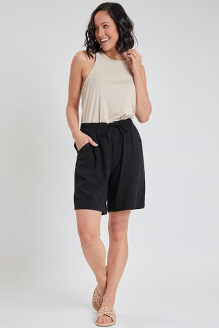 Black Double Cuff Shorts With Pork Chop Pockets-Shorts-YMI-Stuffology - Where Vintage Meets Modern, A Boutique for Real Women in Crosbyton, TX