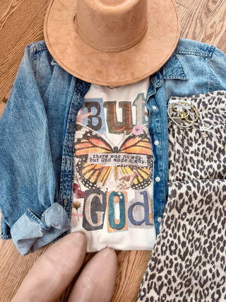 But God Boho Butterfly Graphic Tee-Graphic Tees-Willow Poppy-Stuffology - Where Vintage Meets Modern, A Boutique for Real Women in Crosbyton, TX