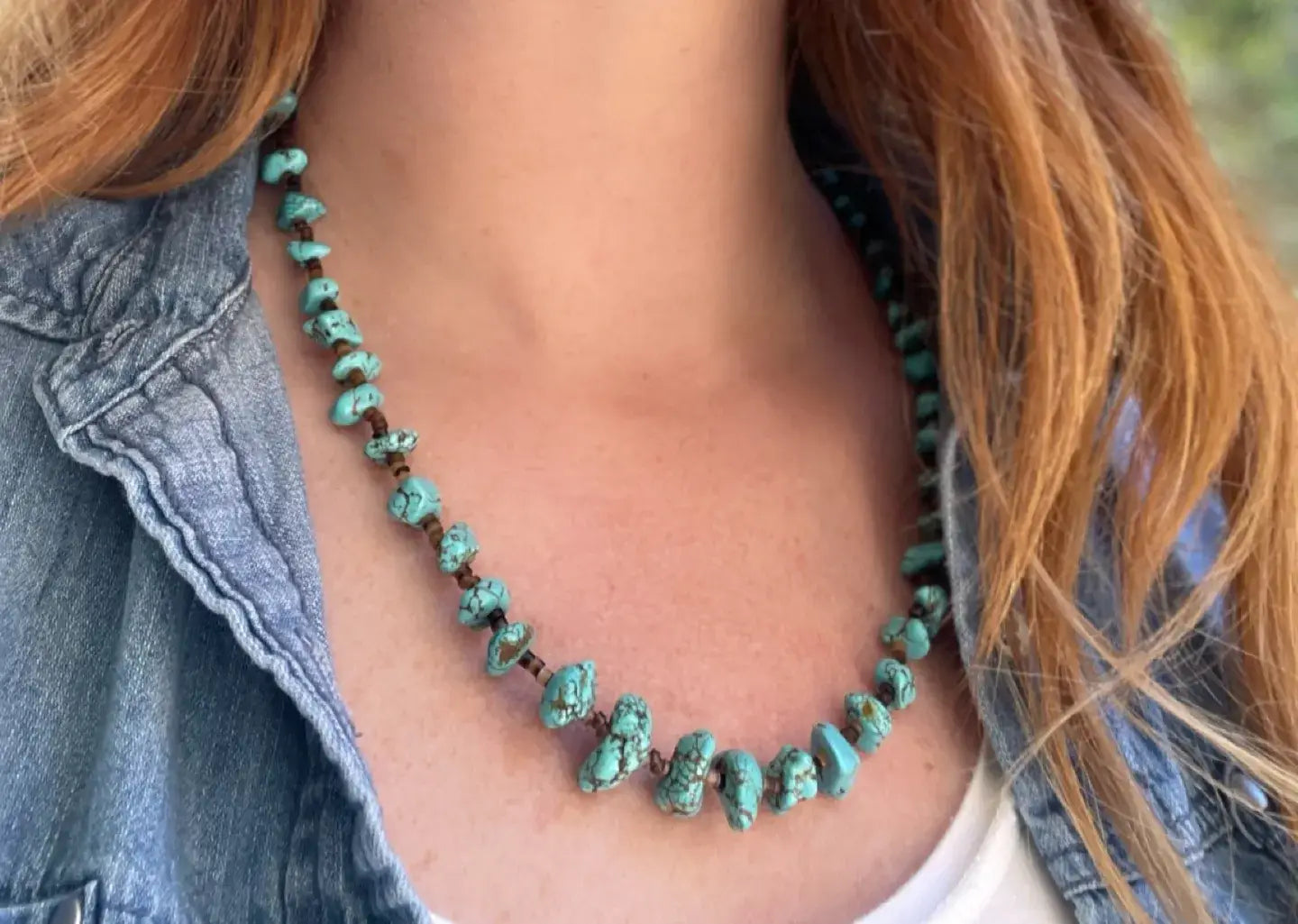 Handmade Turquoise Nugget Necklace with Seashell Heishi-Horse Spirit Studio-Stuffology - Where Vintage Meets Modern, A Boutique for Real Women in Crosbyton, TX