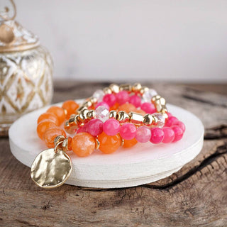 Gilded Sorbet Stack – Set of 3 Stretchy Beaded Summer Bracelets-Bracelets-PennyLine inc-Stuffology - Where Vintage Meets Modern, A Boutique for Real Women in Crosbyton, TX