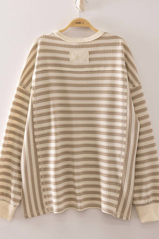 NT12742-Stripe Waffle Top-VERY J-Stuffology - Where Vintage Meets Modern, A Boutique for Real Women in Crosbyton, TX