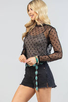 BLACK POLKA DOT SHEER MESH TOP-MESH TOP-Avery-Stuffology - Where Vintage Meets Modern, A Boutique for Real Women in Crosbyton, TX