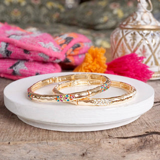 Stretchy Stackable Bangle Pearls and Rhinestones Gold or Silver Tone-PennyLine inc-Stuffology - Where Vintage Meets Modern, A Boutique for Real Women in Crosbyton, TX
