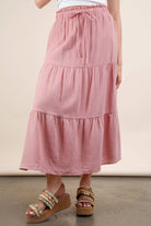 Elastic Waist Tiered Maxi Skirt-Skirts-VERY J-Stuffology - Where Vintage Meets Modern, A Boutique for Real Women in Crosbyton, TX
