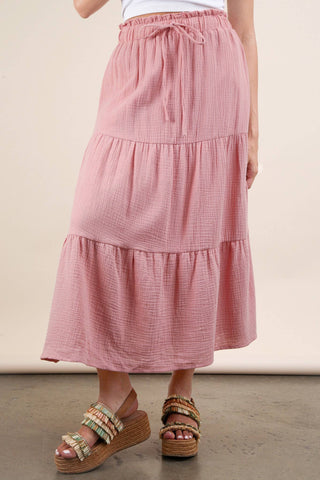 Elastic Waist Tiered Maxi Skirt-Skirts-VERY J-Stuffology - Where Vintage Meets Modern, A Boutique for Real Women in Crosbyton, TX