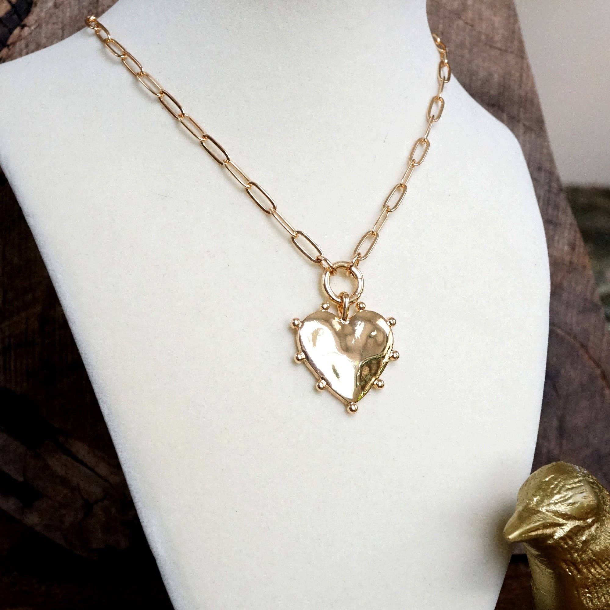 Modern Spiky Heart Paperclip Necklace - Gold Tone-necklace-PennyLine inc-Stuffology - Where Vintage Meets Modern, A Boutique for Real Women in Crosbyton, TX