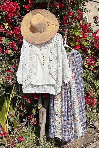 V-neck crochet woven roomy fit cardigan top-Gauze Cardigan-Pol Clothing-Stuffology - Where Vintage Meets Modern, A Boutique for Real Women in Crosbyton, TX