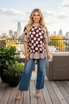 Trendy floral short sleeve women's boutique top GJQ17422-Blouse-luluclothes-Stuffology - Where Vintage Meets Modern, A Boutique for Real Women in Crosbyton, TX