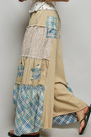 Star Patch Chambray Wide Leg Pants-Pants-Pol Clothing-Stuffology - Where Vintage Meets Modern, A Boutique for Real Women in Crosbyton, TX