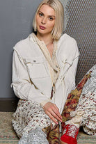 Vintage Wash Double Gauze Hoodie Jacket-Hoodie-Pol Clothing-Stuffology - Where Vintage Meets Modern, A Boutique for Real Women in Crosbyton, TX