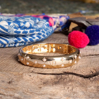 Gold-Tone Eternity Stretch Bangle – Pearls, Turquoise, or Crystals-Bracelets-PennyLine inc-Stuffology - Where Vintage Meets Modern, A Boutique for Real Women in Crosbyton, TX