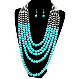 Western Navajo Turquoise Beads Statement Necklace-Necklaces-Lunar Deer-Stuffology - Where Vintage Meets Modern, A Boutique for Real Women in Crosbyton, TX