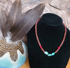 Turquoise, Coral Necklace, wood beads Native American made-Necklaces-Horse Spirit Studio-Stuffology - Where Vintage Meets Modern, A Boutique for Real Women in Crosbyton, TX