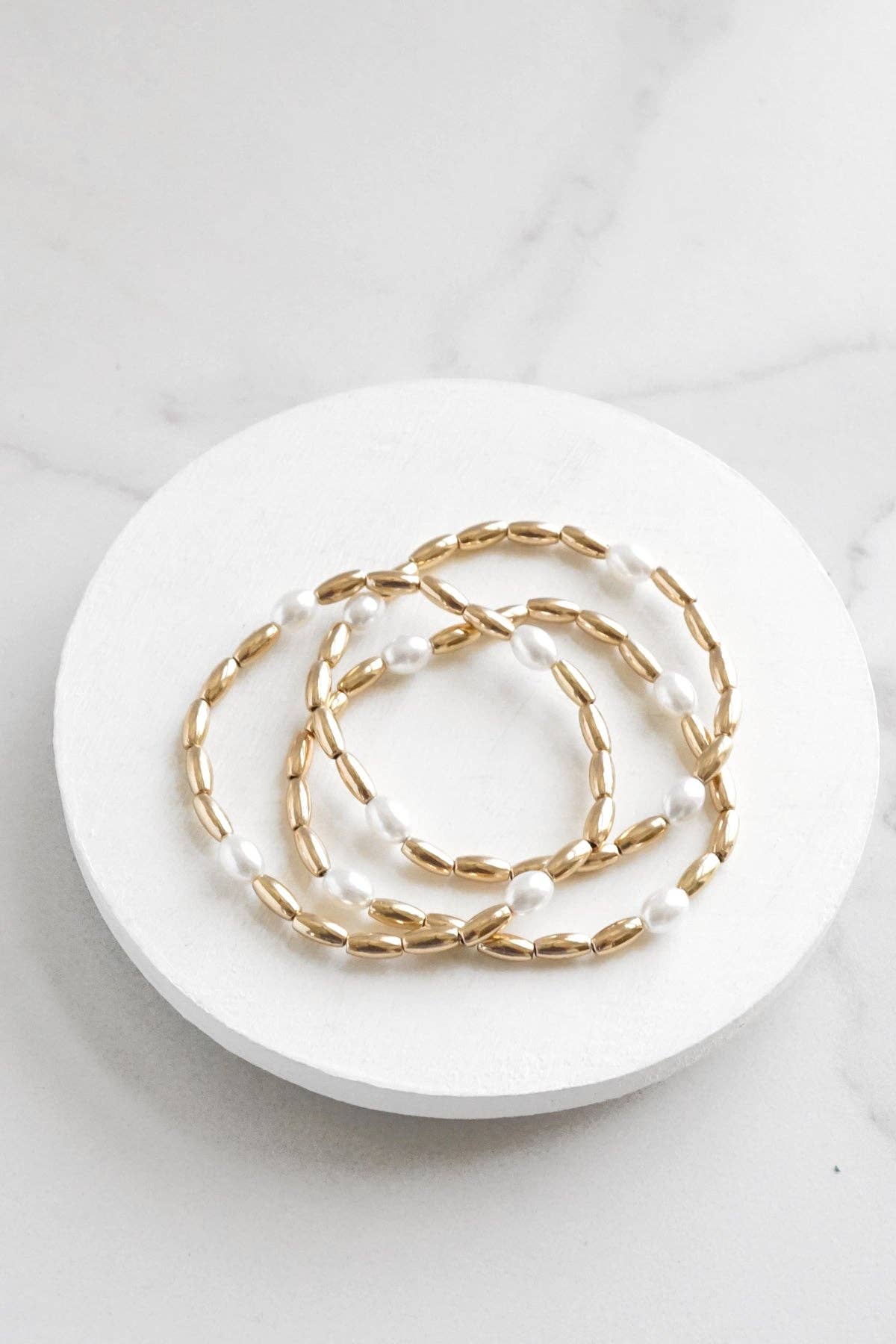 Pearls and Gold Everyday Bracelet Stack-Bracelets-PennyLine inc-Stuffology - Where Vintage Meets Modern, A Boutique for Real Women in Crosbyton, TX
