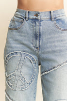 PEACE SIGN DENIM STRAIGHT FIT WITH SLIGHTLY STRETCH JEANS-Jeans-Davi & Dani-Stuffology - Where Vintage Meets Modern, A Boutique for Real Women in Crosbyton, TX