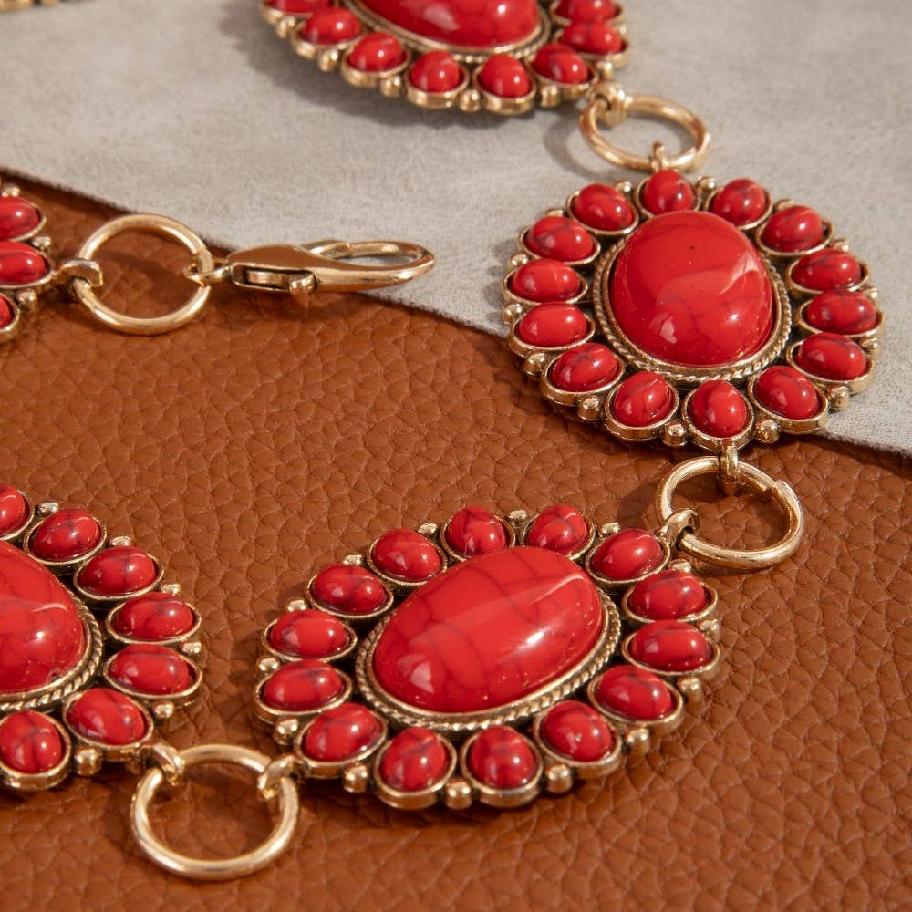 Western Oval Concho Disc Chain Belt-BELT-The Looks by Fame Accessories-Stuffology - Where Vintage Meets Modern, A Boutique for Real Women in Crosbyton, TX