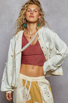 Vintage Wash Double Gauze Hoodie Jacket-Hoodie-Pol Clothing-Stuffology - Where Vintage Meets Modern, A Boutique for Real Women in Crosbyton, TX