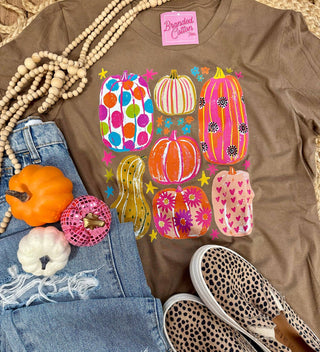 Funky Pumpkins Graphic Tee-Graphic Tees-Branded Cotton-Stuffology - Where Vintage Meets Modern, A Boutique for Real Women in Crosbyton, TX