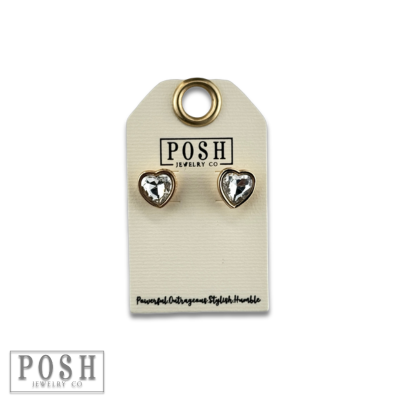 Rhinestone heart stud earring-Earrings-Pink Panache Brands-Stuffology - Where Vintage Meets Modern, A Boutique for Real Women in Crosbyton, TX