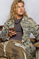 POL Clothing Sweet Camo Twill Jacket-Jackets-Pol Clothing-Stuffology - Where Vintage Meets Modern, A Boutique for Real Women in Crosbyton, TX