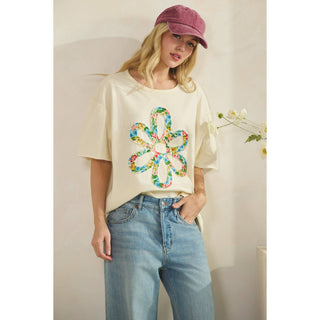 WILDFLOWER BLOOM PATCH TEE-Tees-Sage + Fig-Stuffology - Where Vintage Meets Modern, A Boutique for Real Women in Crosbyton, TX
