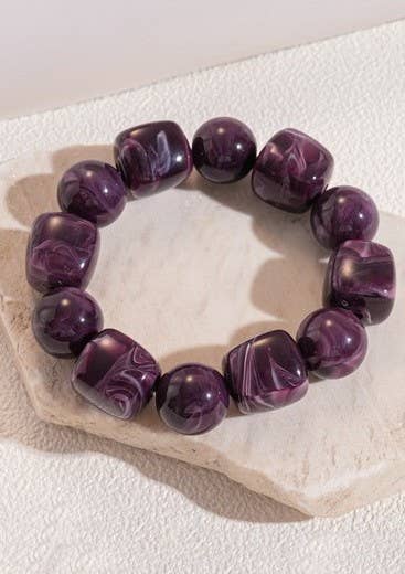 Color-Block Cube Circle Stretch Cord Bracelet | 40B5197-Bracelet-JOSSLYN by wall to wall-Stuffology - Where Vintage Meets Modern, A Boutique for Real Women in Crosbyton, TX