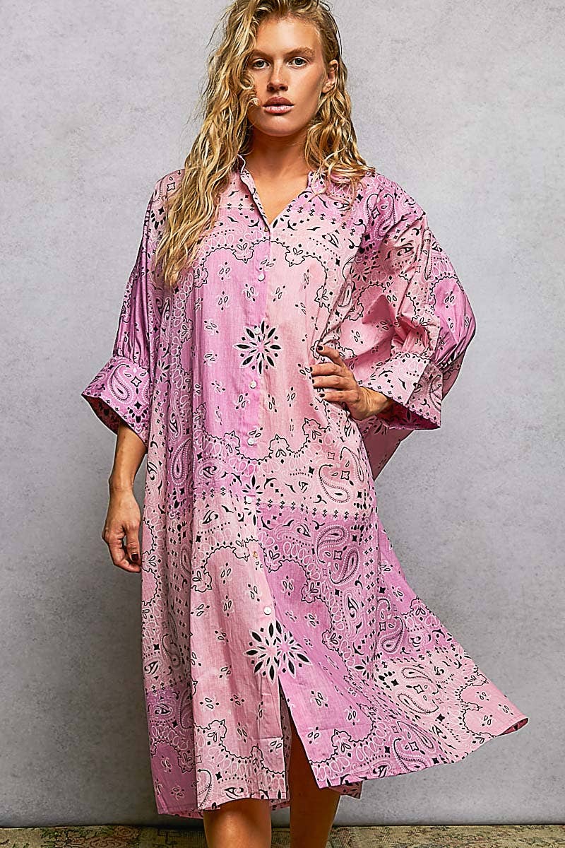 Short Sleeve Floral Printed Maxi Length Button Down Dress-Pol Clothing-Stuffology - Where Vintage Meets Modern, A Boutique for Real Women in Crosbyton, TX