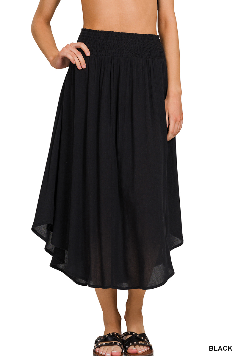 BLACK CRINKLE FABRIC SKIRT | Stuffology Boutique-Skirts-Zenana-Stuffology - Where Vintage Meets Modern, A Boutique for Real Women in Crosbyton, TX