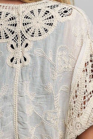 Batwing Sleeve Button Down Solid Crochet Cardigan Top-Pol Clothing-Stuffology - Where Vintage Meets Modern, A Boutique for Real Women in Crosbyton, TX