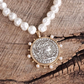 Boho Coin and Pearl Statement Necklace – Gold and Silver Tone-necklace-PennyLine inc-Stuffology - Where Vintage Meets Modern, A Boutique for Real Women in Crosbyton, TX