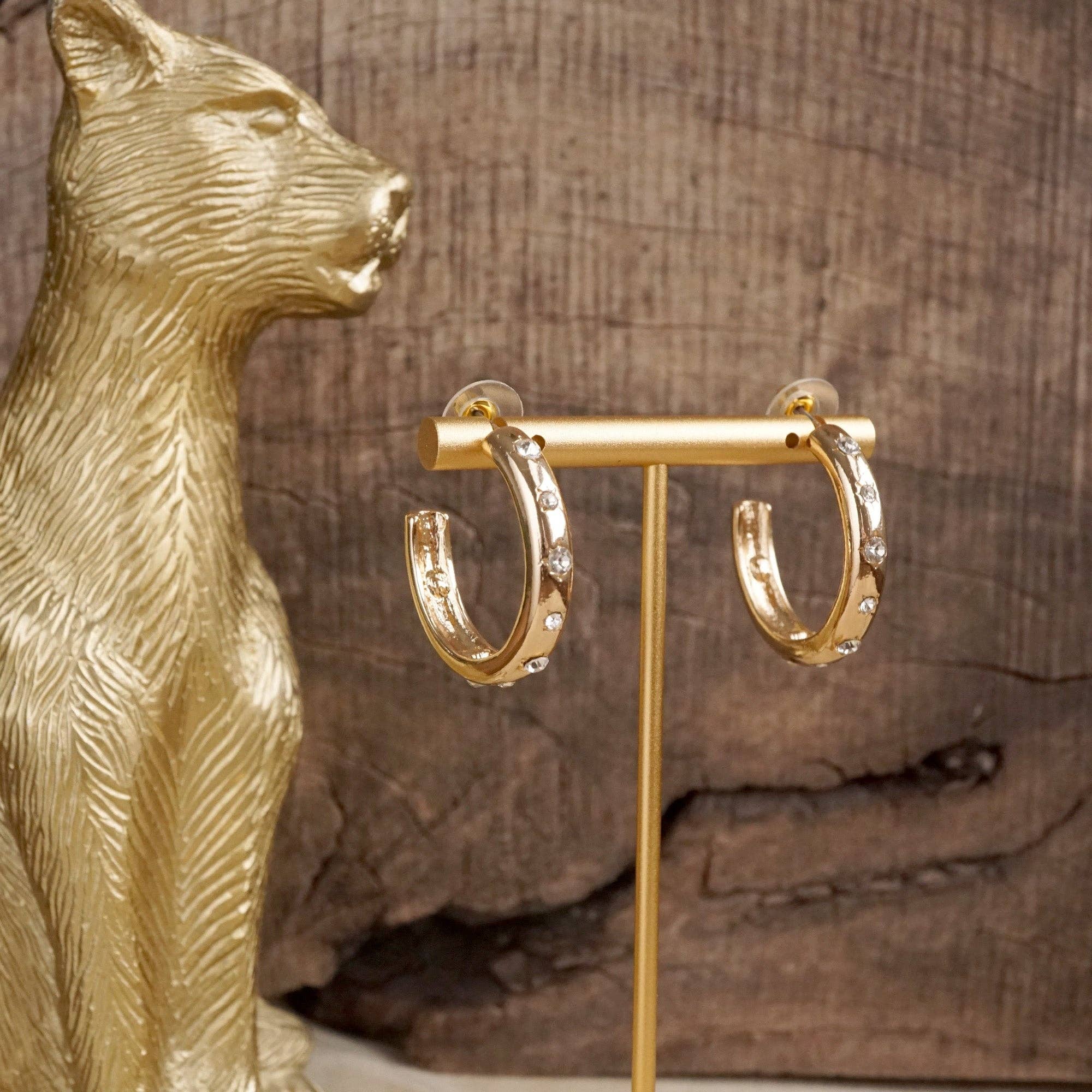 Classic Bubble Hoops – Gold with Crystal, Pearl, or Turquoise-Earrings-PennyLine inc-Stuffology - Where Vintage Meets Modern, A Boutique for Real Women in Crosbyton, TX