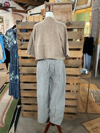 Soft Charcoal Striped Wide Leg Pants