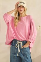 MINERAL WASH OVERSIZE PUFF-SLEEVE PULLOVER TEE-TOP-Sage + Fig-Stuffology - Where Vintage Meets Modern, A Boutique for Real Women in Crosbyton, TX