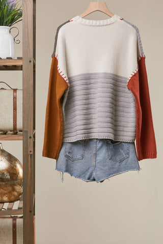 Color-Blocked Knit Sweater-Sweaters-Mello.-Stuffology - Where Vintage Meets Modern, A Boutique for Real Women in Crosbyton, TX