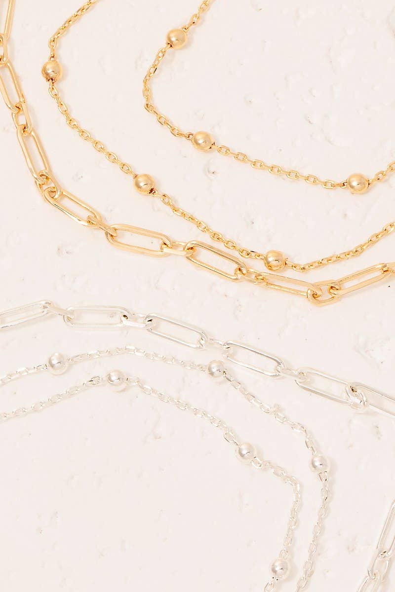 Mixed Layered Chains Necklace Set-The Looks by Fame Accessories-Stuffology - Where Vintage Meets Modern, A Boutique for Real Women in Crosbyton, TX