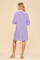 Shirred Tiered Relaxed 3/4 Sleeve Dress-Dresses-Dear Scarlett-Stuffology - Where Vintage Meets Modern, A Boutique for Real Women in Crosbyton, TX