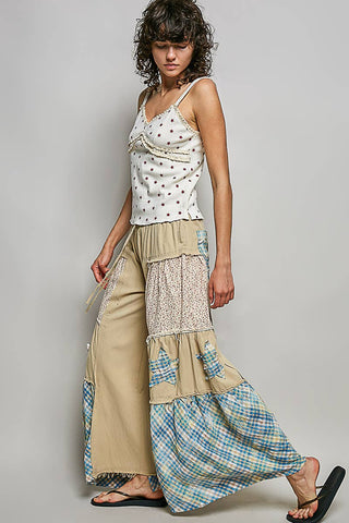 Star Patch Chambray Wide Leg Pants-Pants-Pol Clothing-Stuffology - Where Vintage Meets Modern, A Boutique for Real Women in Crosbyton, TX