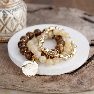 Gilded Sorbet Stack – Set of 3 Stretchy Beaded Summer Bracelets-Bracelets-PennyLine inc-Stuffology - Where Vintage Meets Modern, A Boutique for Real Women in Crosbyton, TX