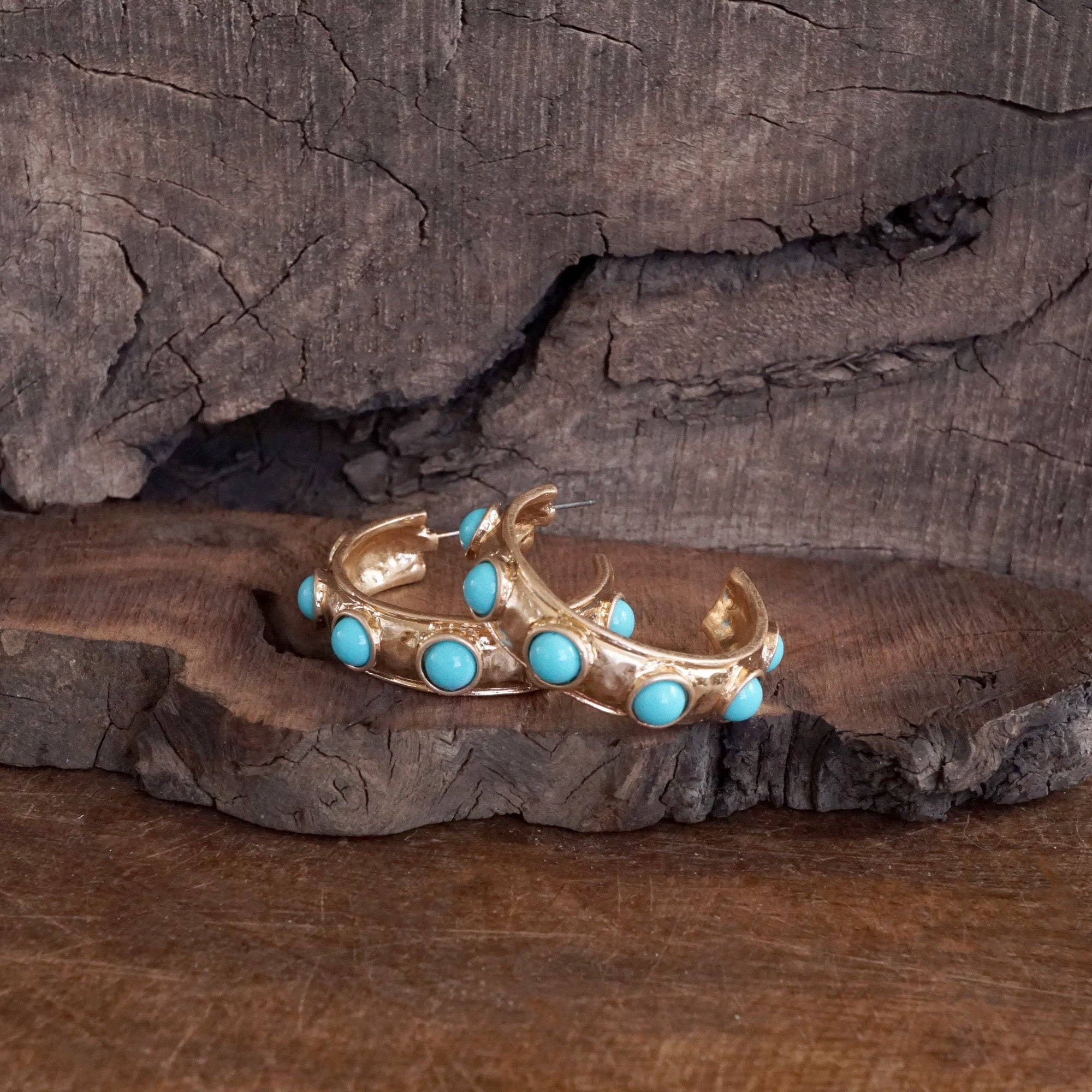 Jeweled Bubble Hoop Earrings – Colorful Acrylic Cabochons-PennyLine inc-Stuffology - Where Vintage Meets Modern, A Boutique for Real Women in Crosbyton, TX