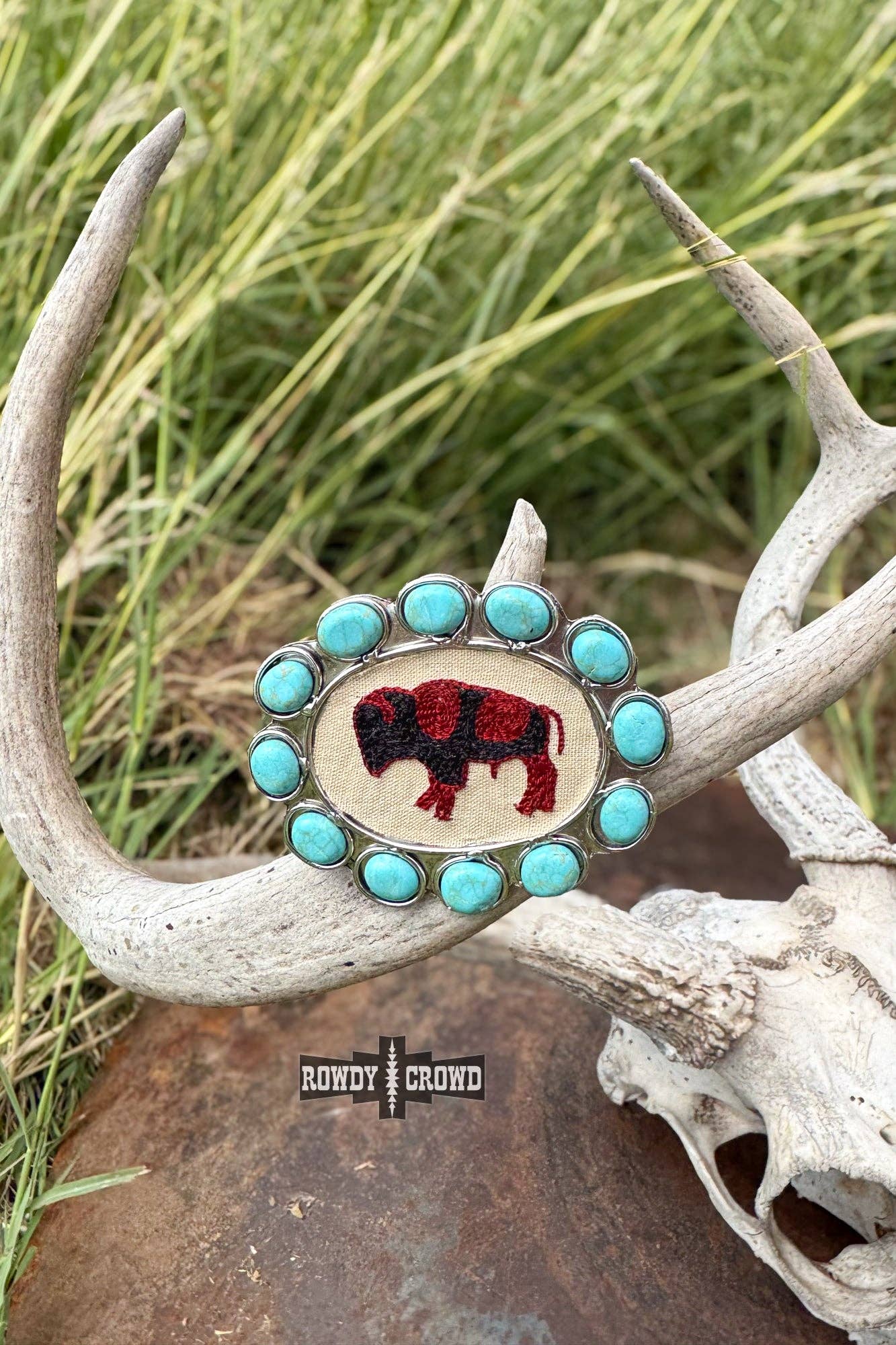 Blazing Buffalo Scarf Slide-Wild Rags-Stuffology Boutique-Stuffology - Where Vintage Meets Modern, A Boutique for Real Women in Crosbyton, TX