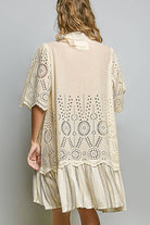 Boho Lace Panel Tassel Tie Detail Eyelet Shirt Dress-Dresses-Pol Clothing-Stuffology - Where Vintage Meets Modern, A Boutique for Real Women in Crosbyton, TX